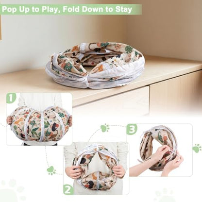Glittme S-Shape Cat Tunnel, Foldable Cat Tunnels for Indoor Cats