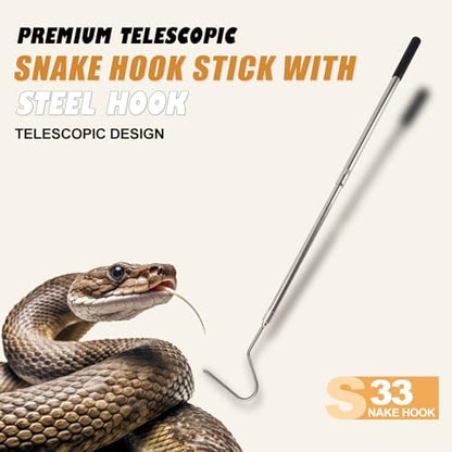 Snake Hook, Stainless Steel Extensible Snake Grabber Tool 33 inch