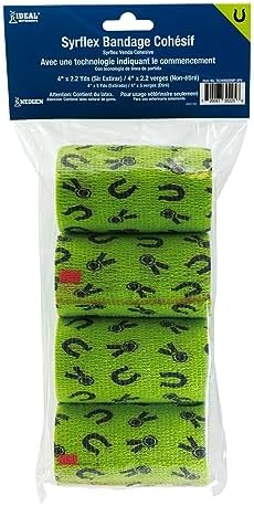SyrFlex Cohesive Bandage 4” Green Horse Shoes and Ribbons 4pk
