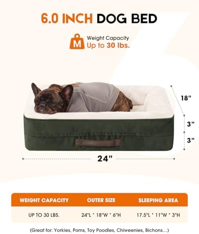 Upvilla Orthopedic Dog Bed, Four-Sided Small Dog Sofa, Washable Cover Green