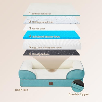 EHEYCIGA Orthopedic Extra Large Dog Bed, Waterproof Washable XL Pet Bed 44"