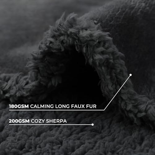 Luciphia Waterproof Bed Blanket Washable,Soft Sherpa Fleece Puppy Reversible Throw Blankets for Medium Large Dog Cat,Furniture Cover Protector Couch Bed from Liquid Pee and Pet Fur, Black,85" x 57"