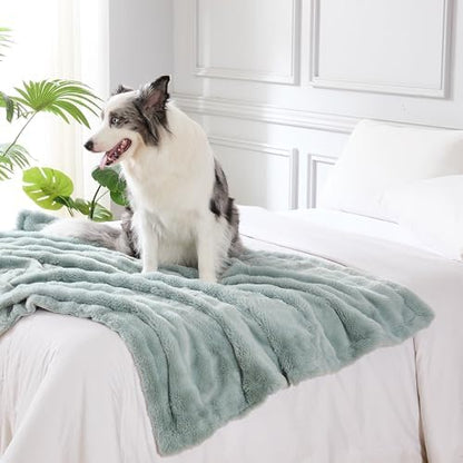 Modern Threads Water-Resistant Faux Rabbit Fur Pet Blanket for Dogs & Cats – Ultra-Soft Couch, Bed & Crate Protector, 40x50 Light Blue