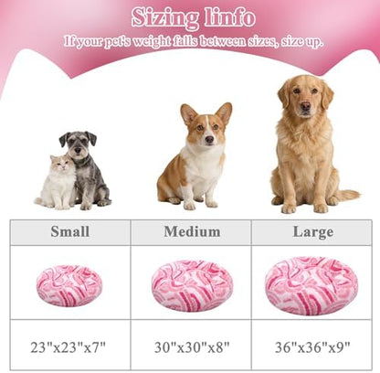 Calming Donut Dog Bed for Small Dogs, Fluffy Round Sofa Burrow Bed, Orthopedic Waterproof Anti-Anxiety Pet Beds with Supportive Edge, Washable Soft Plush Cat Beds with Non-Slip Bottom