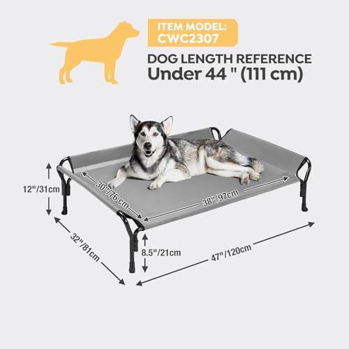 Veehoo Cooling Elevated Dog Bed, Raised Dog Cot with Guardrail & Headrest