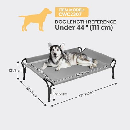 Veehoo Cooling Elevated Dog Bed, Raised Dog Cot with Guardrail & Headrest