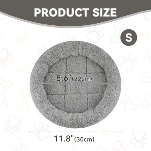 Cat Bed Mat for Indoor Cats, Soft Pet Bed with Surround Pillow, Kitten Puppy Rabbit Sleeping Self-Warming Pad, Non-Slip Cushion for Cat Tree/Crate/Window Sill, Washable, Diameter 11.81"