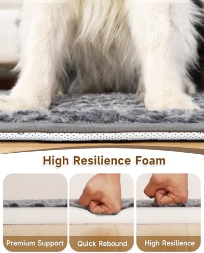 XXXL Dog Bed for Crate Pad, High Resilience Foam Mat Bed, 53x36,Dark Grey
