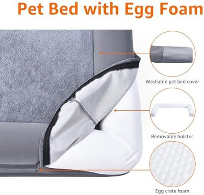 Amazon Basics Living Room Couch Dog Bed with Premium Foam, Non-Slip Bottom, Removable Washable Cover, Pressure-Relief Support for Dogs up to 55lbs, Large (36" x 27"), Grey