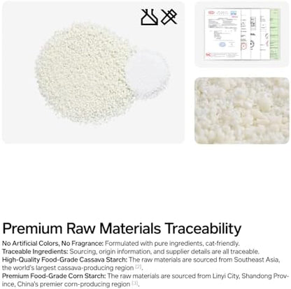 pidan Cassava Cat Litter clumping,Natura llitter Unscented,Odor Control,Plant-Based Natural Ingredients,Ultra Absorbent and Fast Drying,NO Dust (5.3lb/Bag×1bag)