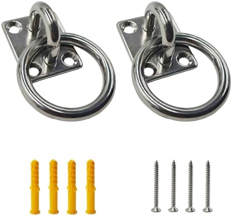2Pcs M8*60 Stainless Steel Cross Tie Ring for Horse, Wall Mount Block Tie Rings for Horse Stall Stable Barn Supplies Equestrian Hitching Ring Hardware