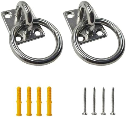 2Pcs M8*60 Stainless Steel Cross Tie Ring for Horse, Wall Mount Block Tie Rings for Horse Stall Stable Barn Supplies Equestrian Hitching Ring Hardware