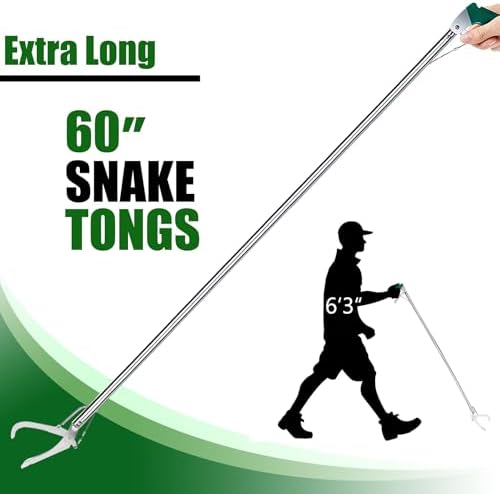 IC ICLOVER Snake Tongs, Upgrade 60 Inch Extra Long Heavy Duty Snake Grabber