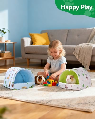2 Pack Hamster Hideout Bed, Washable Small Animal House Bed Hamster House