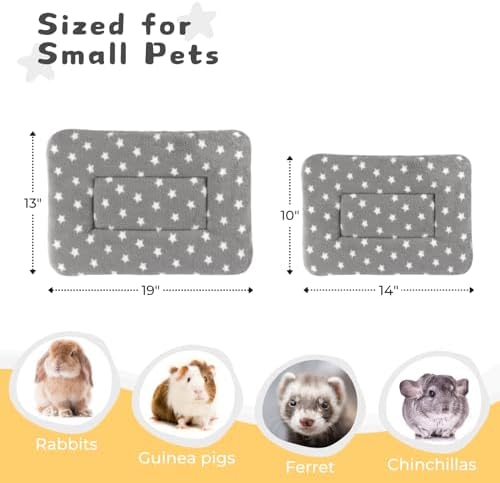 4-Pack Guinea Pig Bed, Fleece Washable Bunny Mat, 14"x10"