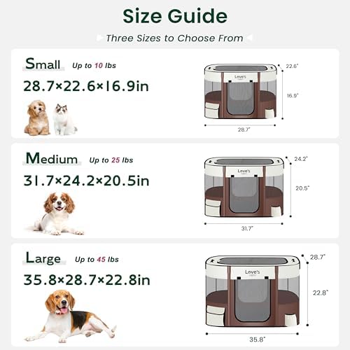 Love's cabin Pet Puppy Dog Playpen, Large Dog Tent Crates Cage Indoor/Outdoor, Portable Exercise Playpen for Cat, Foldable Pop Up Dog Kennel Playpen with Carring Case (L, Brown)
