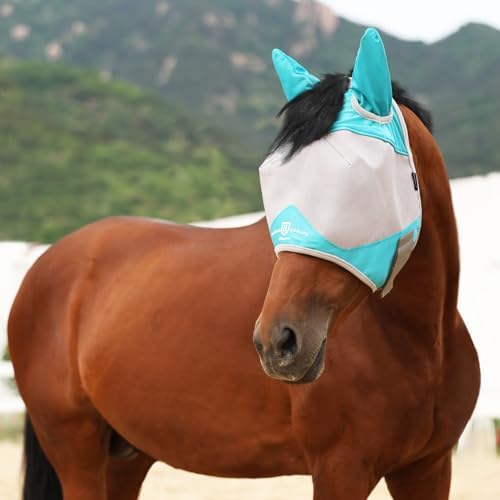 Harrison Howard Half Face Horse Fly Mask UV Protection and Breathable for Equine Use Comfortable Mint S