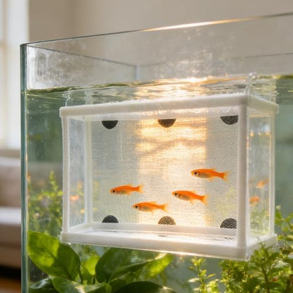 Anxingo 2 Pack Fish Tank Breeder Net,Fish Isolation Breeding Hatching Box, Plastic Frame Hatching Box Separation Net Breeding Box with Suction Cup for Aquarium