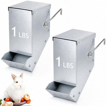Maxcheck 2 Pcs Rabbit Feeder for Cages, 3.2 Inches, Mesh Bottom, Silver