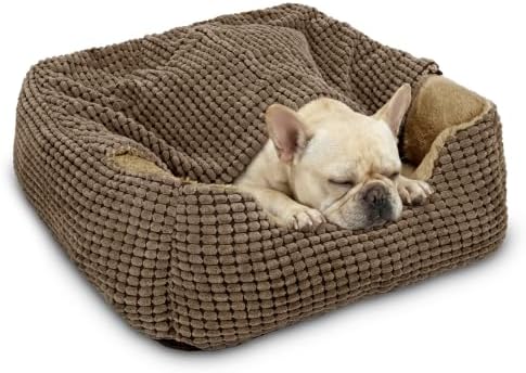 GASUR Dog Beds for Large Medium Small Dogs, Rectangle Cave Hooded Blanket Puppy Bed, Luxury Anti-Anxiety Orthopedic Cat Beds for Indoor Cats, Warmth and Machine Washable(25 inches, Brown)