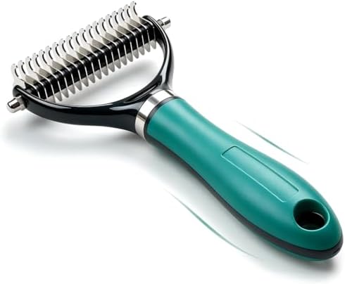 Double Sided Pet Grooming Rake, Extra Wide Deshedding Brush for Dogs Cats, Professional Long Hair Pet Shedding Comb Effectively Reduces Loose Hair (green)