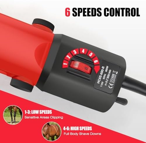 TAKEKIT Horse Clippers, 600W Professional Heavy Duty Horse Body Clippers, 6-Speeds Large Livestock Clippers for Body Clipping Horse Equine Cattle and Thick Coat Animals