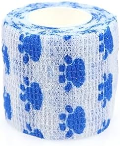 Self Adhesive Bandage Wrap Animal Cohesive Bandage Self Adherent Wrap First Aid Tape for Dogs Cats Horses Birds & Wrist Healing Ankle Sprain (2 Inch Mixed Cat Paw 12 Rolls)
