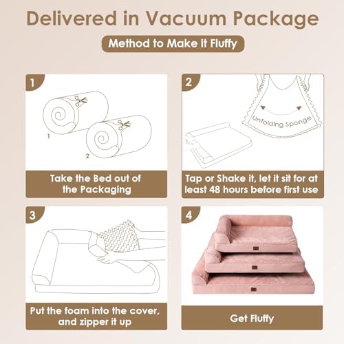 EHEYCIGA Orthopedic Dog Bed Medium Size Dogs, Memory Foam Dog Bed with Washable Removable Cover, Waterproof Pet Sofa Couch for Crate with Nonskid Bottom, 30x20x6, Pink