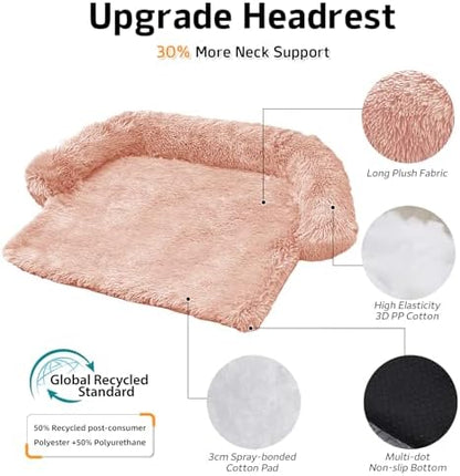 GGIB Calming Dog Bed Fluffy Plush Dog Mat for Furniture Protector with Removable Washable Cover for Large Medium Small Dogs and Cats (Medium, Pink)