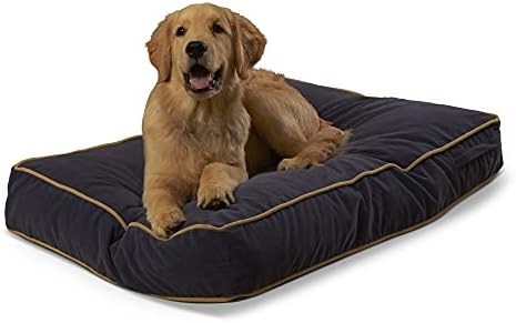 South Pine Porch Buddy Reversible Rectangle Pillow Style Microfiber Dog Bed with Removable, Machine-Washable Cover, Denim, Small (36 in. x 24 in.)