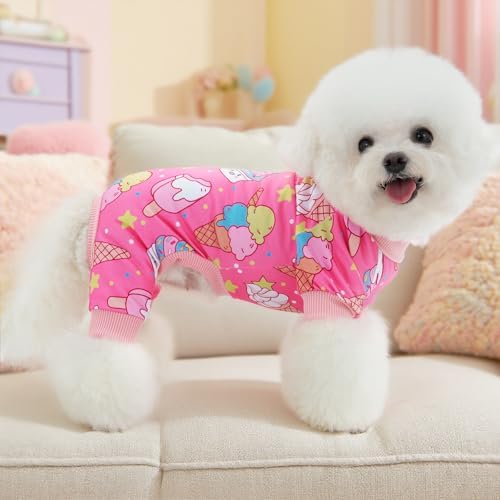XPUDAC 4 Pack Dog Pajamas for Small Dogs Soft Pjs Onesies Clothes, L