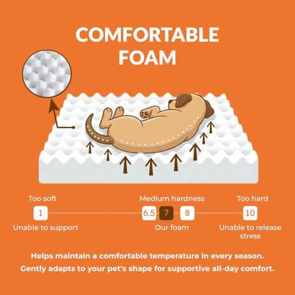Muihood Elevated Wood Dog Bed Frame with Foam Mattress, WoodPattern, M