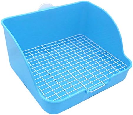 Rat Small Litter Box, 10"x8" Square Corner Litter Box Training Pan with Grid Potty Tray Toilet for Cage Small Animal/Rabbit/Guinea Pig/Bunny/Ferret (Blue)