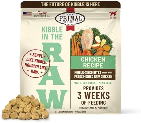 Primal Kibble in The Raw, Freeze-Dried Dog Food, Chicken, 5.4 lb