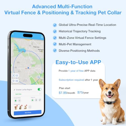 AOZOOM Electric Dog Fence,GPS Wireless Virtual Fence Dog Collar,Black