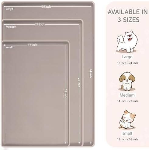 MateeyLife Silicone Cat & Dog Food Mat for Floors Waterproof, Anti-Slip Dog Bowl Mats for Food and Water, Pet Feeding Mats with Lip to Prevent Spills, Pet Placemat for Messy Drinkers to Protect Floors