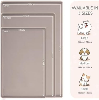 MateeyLife Silicone Cat & Dog Food Mat for Floors Waterproof, Anti-Slip Dog Bowl Mats for Food and Water, Pet Feeding Mats with Lip to Prevent Spills, Pet Placemat for Messy Drinkers to Protect Floors