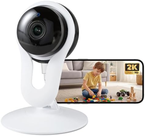 Smart Indoor Pet Camera with Phone App, 2K Home Camera for Dogs, Cats & Family, Motion & Sound Alerts, Night Vision, 2-Way Audio, Alexa Compatible