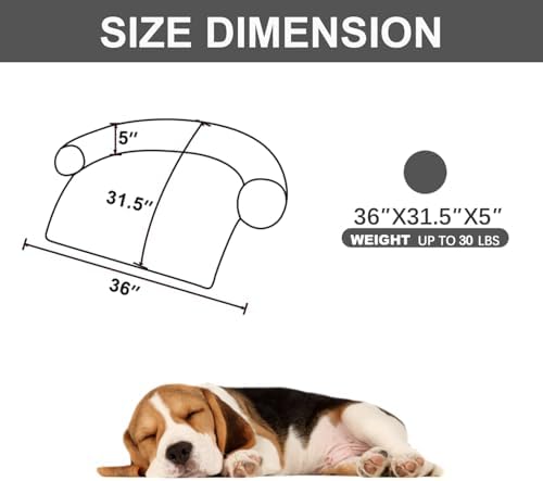 Calming Dogs/Cats Bed Mats, Dog Pad Washable Removable Couch Cover, Plush Long Fur Mat for Pets, Waterproof, Perfect for Small, Medium and Large Dogs and Cats (Dark Gray, 36"x31"x 5.0")