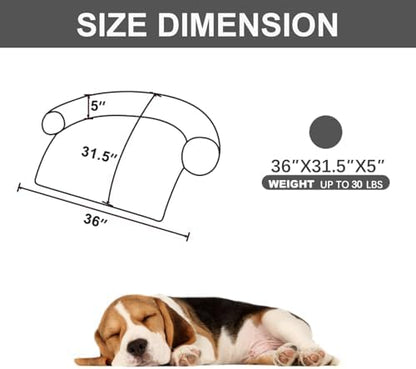 Calming Dogs/Cats Bed Mats, Dog Pad Washable Removable Couch Cover, Plush Long Fur Mat for Pets, Waterproof, Perfect for Small, Medium and Large Dogs and Cats (Dark Gray, 36"x31"x 5.0")