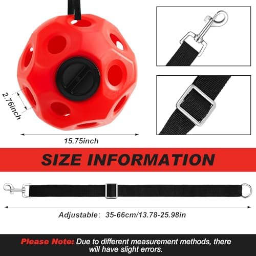 Seenelling 15.75" Extra Large Slow Feed Hay Ball for Horses,Red