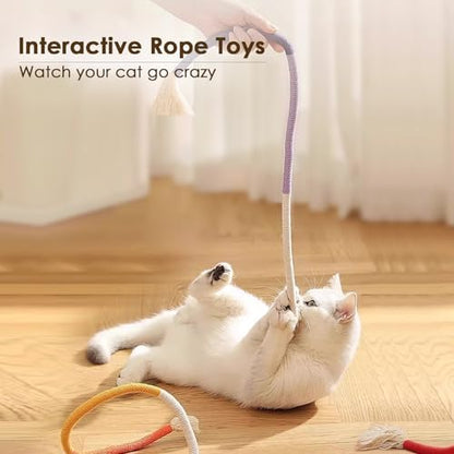 30 X 20 Inch Leaf Shaped Cotton Cat Bed Pad + 3 PCS Cotton Rope Cat Toys for Indoor Cats