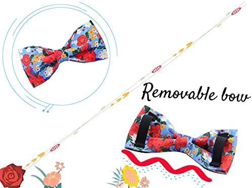 Lionheart glory Floral Print Dog Collar Adjustable Soft Dog Collar with Bowtie, Girl Pet Collars for X-Small Small Medium Large Dogs