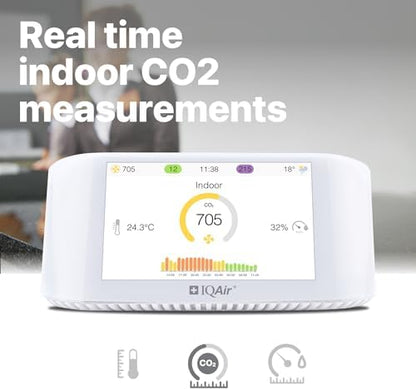 IQAir Air Quality Monitor Indoor, Swiss Design, Professional Grade, Detects PM2.5, CO2, AQI, Temperature, Humidity, Indoor Air Quality Real-Time Air Quality & Forecasting, Historic Data