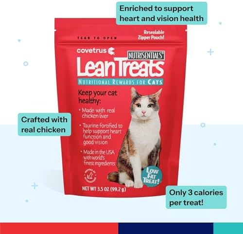 Covetrus Nutrisential Lean Treats for Cats - Soft Cat Treats for Small, Medium, Large Cats - Nutritional Low Fat Bite Size - Chicken Flavor - 6 Pack - 3.5oz