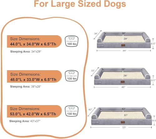 NANUYA Orthopedic Dog Bed for Jumbo Dogs, 53 x 42 Inch, Purple