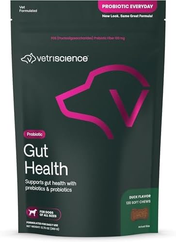VetriScience Gut Health Chews for Dogs, Duck, 120 Count