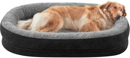 JOEJOY Orthopedic Dog Beds Large Sized Dog, XL Egg-Crate Memory Foam Pet Couch Bed with Bolster Sides, Waterproof Lining, Removable Washable Cover & Non-Slip Bottom, Black