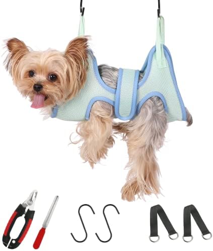 Guzekier Pet Dog Grooming Hammock Harness for Cats & Dogs, Dog Sling for Grooming, Dog Hammock Restraint Bag with Nail Clippers/Trimmer, Nail File, Pet Comb,Ear/Eye Care