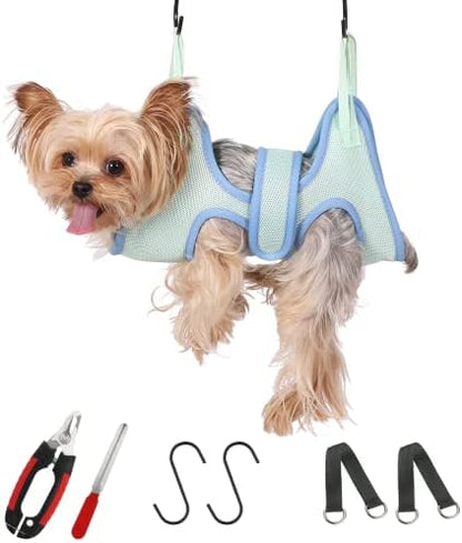 Guzekier Pet Dog Grooming Hammock Harness for Cats & Dogs, Dog Sling for Grooming, Dog Hammock Restraint Bag with Nail Clippers/Trimmer, Nail File, Pet Comb,Ear/Eye Care